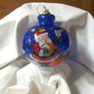 Pier 1 li bien 2012 Christmas Greetings hand painted glass ornament